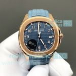 PP+ Factory Swiss Patek Philippe Aquanaut Gain Weight Rose Gold Blue Dial Copy Watch 